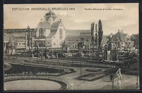 AK Bruxelles, Exposition Universelle 1910, Pavillon Allmand et Jardin Hollandais