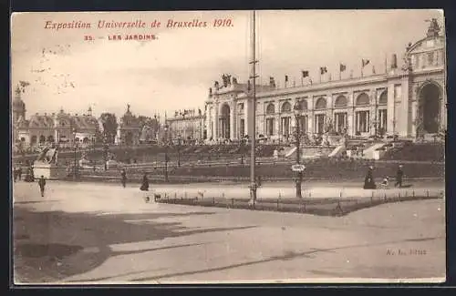 AK Bruxelles, Exposition Universelle 1910, Les Jardins