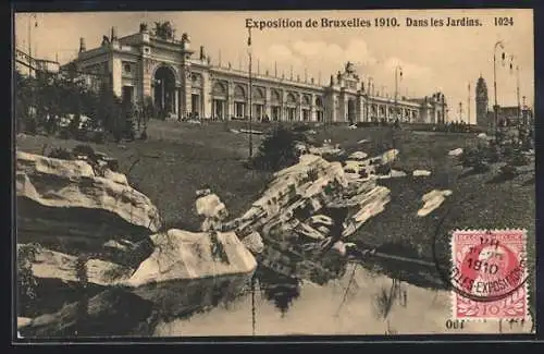 AK Bruxelles, Exposition Universelle 1910, Dans les Jardins