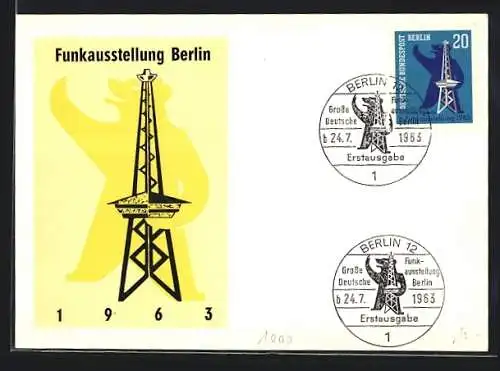 AK Berlin, Funkausstellung 1963, Funkturm mit Bär