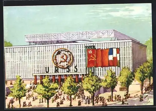 Künstler-AK Bruxelles, Exposition Universelle 1958, Le Pavillon de l`URSS