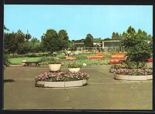 AK Erfurt, IGA Ausstellung, Parkanlage mit Blumenbeeten