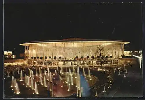 AK Bruxelles, Exposition Universelle 1958, Pavillon der USA bei Nacht