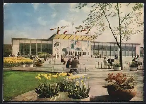 AK Erfurt, Ausstellung der Gartenbauausstellung der sozialistischen Ländern 1961, Vor der Ausstellungshalle