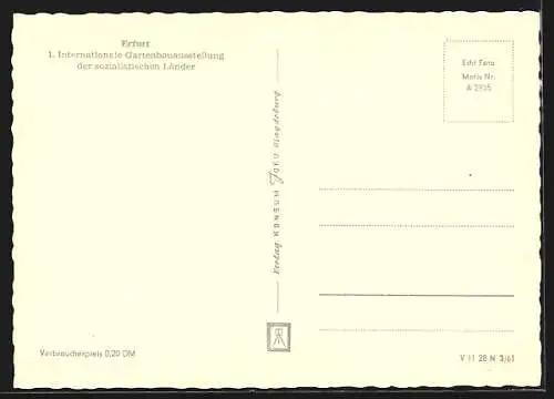 AK Erfurt, 1. Internationale Gartenbauausstellung der sozialistischen Länder 1961, Ausstellungshalle, Innenansicht