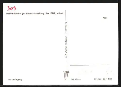 AK Erfurt, Internationale Gartenbau-Ausstellung d. DDR iga, Besucher vor dem Haupteingang