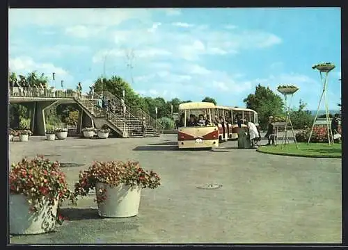 AK Erfurt, Internationale Gartenbauausstellung - Fahrzeug auf dem Ausstellungsgelände