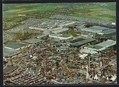 AK Hannover, Fliegeraufnahme der Messe, Meesegelände 1975