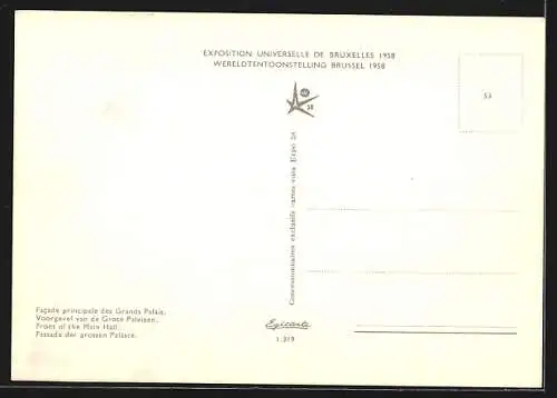 AK Bruxelles, Exposition Universelle et Internationale 1958, Fassade der grossen Paläste