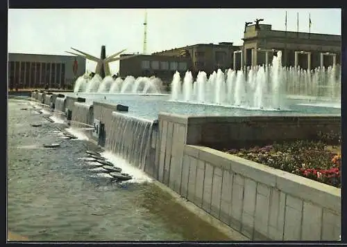 AK Bruxelles, Exposition Universelle 1958, Les fontaines de la place de Belgique