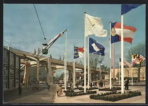 AK Bruxelles, Exposition Universelle 1958, Nationen Platz & französischer Pavillon, Ausstellung