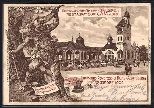 Lithographie Düsseldorf, Industrie- Gewerbe- und Kunst-Ausstellung 1902, Restaurant C. A. Mataré