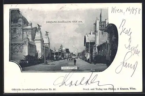 AK Wien, Jubiläums-Ausstellung 1898, Partie in der Süd-Avenue