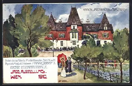 AK Wien, I. Internationale Jagd-Ausstellung 1910, Kaiserliches Jagdschloss Mürzsteg