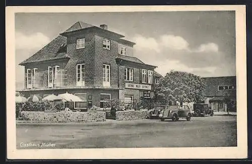 AK Breitenhees /Krs. Uelzen, Gasthaus Müller, Autos