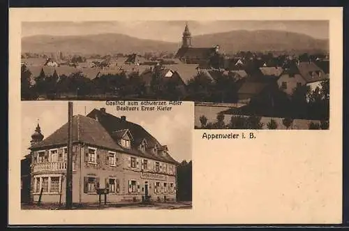 AK Appenweier i. B., Gasthof zum schwarzen Adler, Ortsansicht