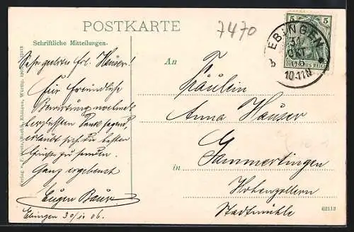 AK Ebingen, Karlstrasse mit Postamt