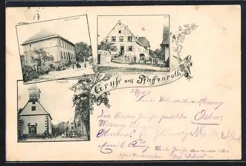 AK Pfaffenroth, Gasthaus zum Ochsen, Schule, Kapelle