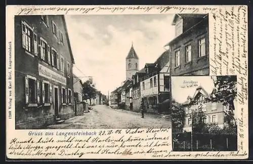 AK Langensteinbach, Strassenpartie mit Gasthaus zum goldenen Ochsen, Forsthaus