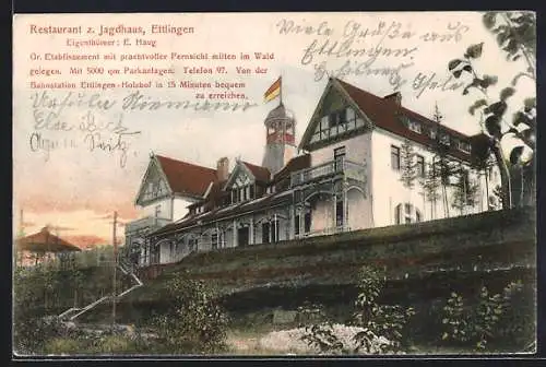 AK Ettlingen, Restaurant zum Jagdhaus von E. Haug