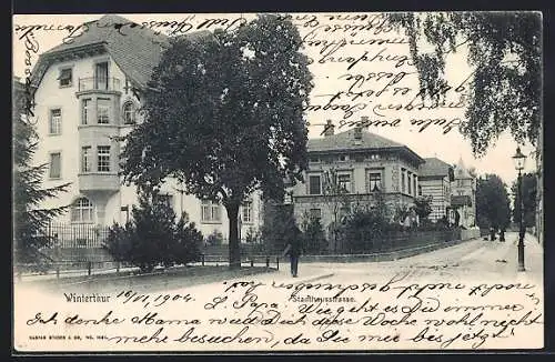 AK Winterthur, Stadthausstrasse mit Villen