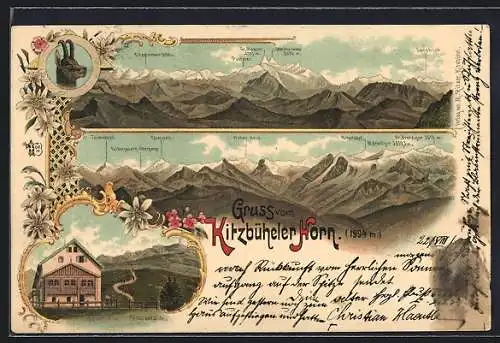 Lithographie Kitzbüheler Horn, Restaurant im Alpenpanorama