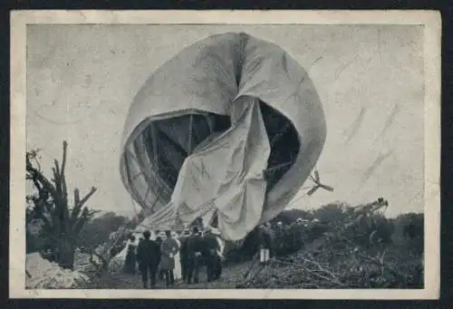 AK Jebenhausen-Göppingen, Der verunfallte Zeppelin No. 2, 1909