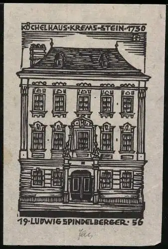 Exlibris Ludwig Spindelberger Köchelhaus Krems-Stein 1730