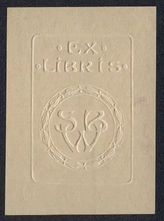 Exlibris Buchstaben / Initialen SWB im Kranz