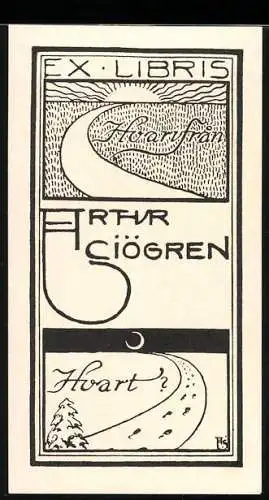 Exlibris Arthur Siögren, Strasse im Sommer und Winter