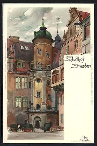 Künstler-AK Heinrich Kley: Dresden, Partie im Schlosshof