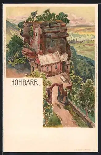 Künstler-AK Franz Xaver Hoch: Burg Hohbarr aus der Vogelschau