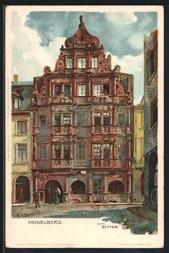 Künstler-AK K. Mutter: Heidelberg, Fassade des Hauses zum Ritter