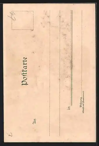 Lithographie Oberammergau, Gregorikapelle mit Prozession und Laaberköpfen