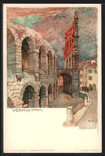 Künstler-Lithographie Manuel Wielandt: Verona, L`Arena