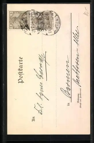 Lithographie Kinderkopf am Sternenhimmel