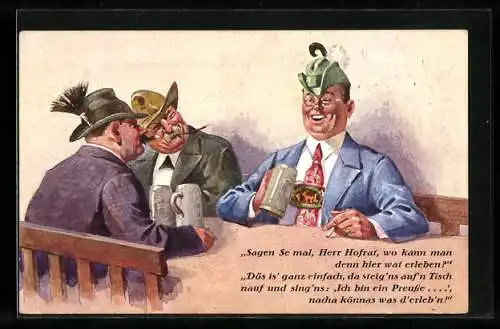 Künstler-AK Trinker am Wirtshaustisch