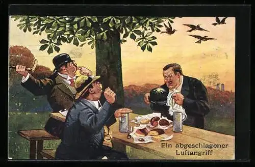 Künstler-AK Ein abgeschlagener Luftangriff, Toilettenhumor