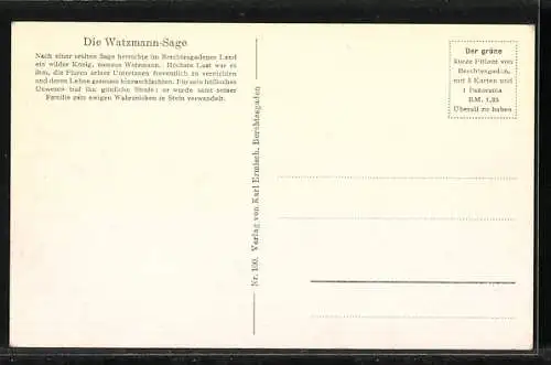 AK Die Watzmann Sage, Berg mit Gesicht / Berggesichter Watzmann