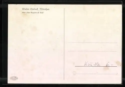 Künstler-AK Walter Einbeck: Mann blickt über die Gipfel