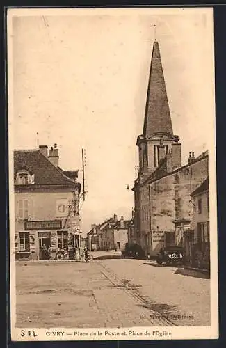 AK Givry, Place de la Poste et Place de l`Église