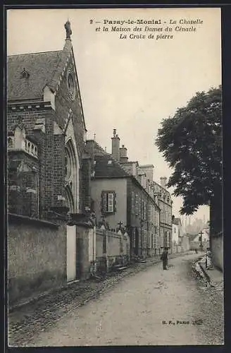 AK Paray-le-Monial, La Chapelle et la Maison des Dames du Cénacle, La Croix de pierre