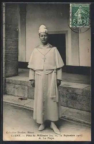 AK Cluny, Fêtes du Millénaire, 10, 11, 12 Septembre 1910, Le Pape