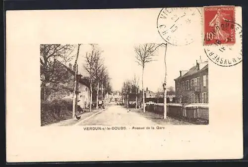 AK Verdun-sur-le-Doubs, Avenue de la Gare