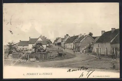 AK Perrecy-les-Forges, Vue du village et des maisons rurales