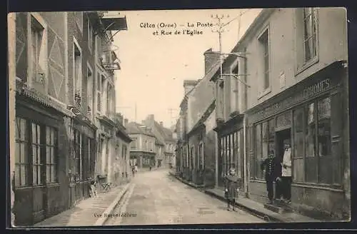 AK Céton, La Poste et Rue de l`Eglise