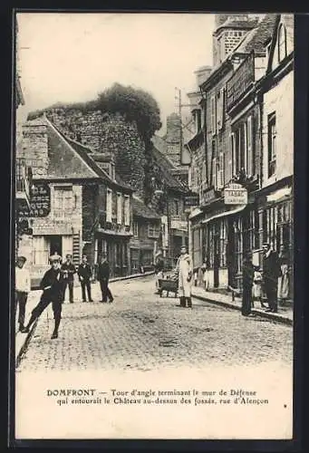 AK Domfront, Tour d`Angle terminant le mur de Défense qui entourait le Chateau au-dessus des fossés, Rue d`Alencon