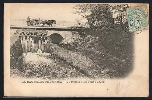 AK Bagnoles-de-l`Orne, La Rigole et le Pont du Lac