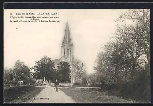 AK La Lande-Patry, L`église et les arbres majestueux de la région