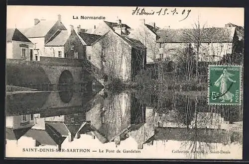 AK Saint-Denis-sur-Sarthon, Le Pont de Gandelain et son reflet dans l`eau